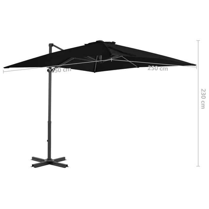 Parasol déporté et mât en aluminium Noir 250x250 cm - Photo n°8