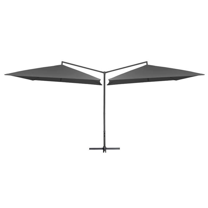 Parasol double avec mât en acier 250 x 250 cm Anthracite - Photo n°1