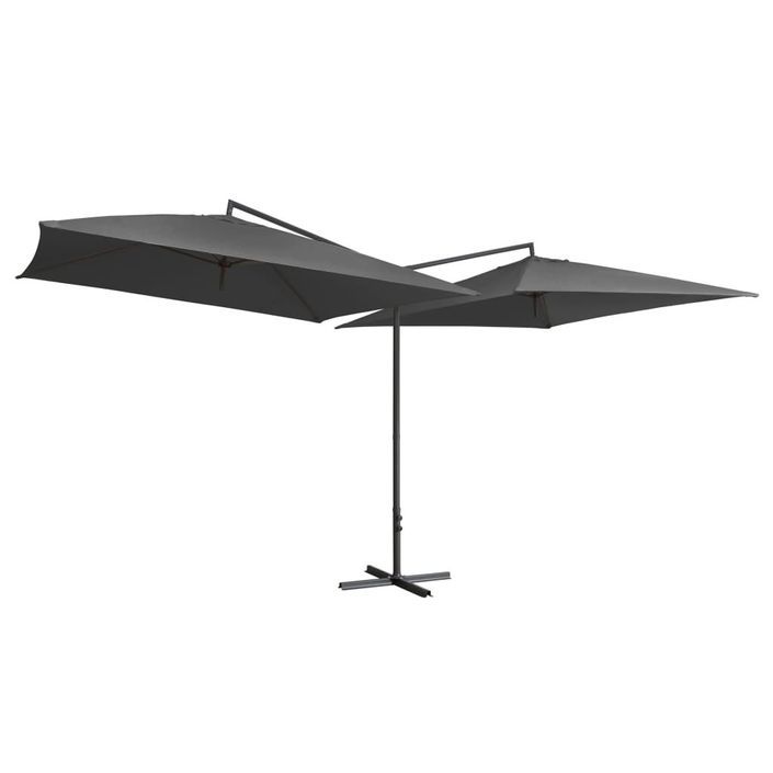 Parasol double avec mât en acier 250 x 250 cm Anthracite - Photo n°3