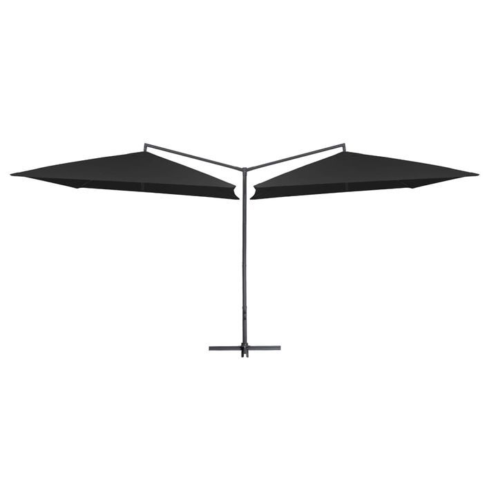 Parasol double avec mât en acier 250 x 250 cm Noir - Photo n°1