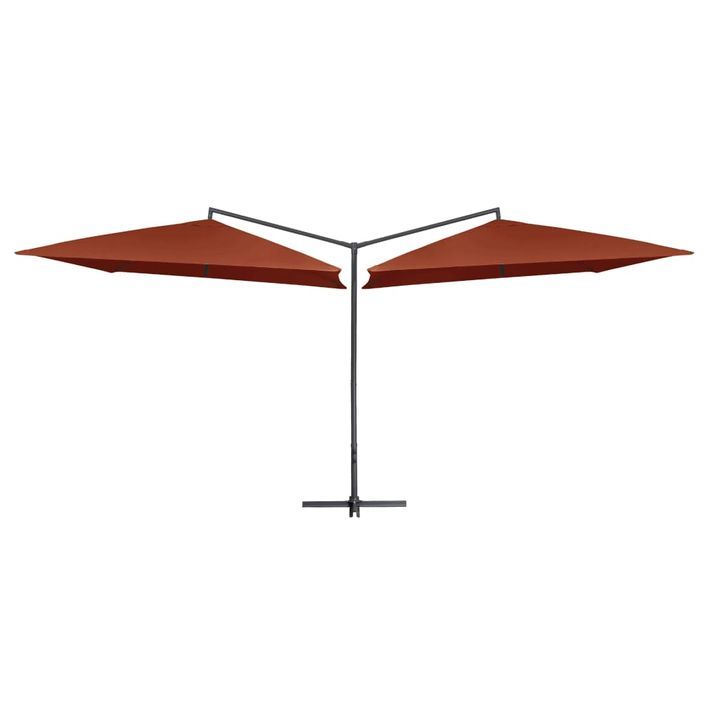 Parasol double avec mât en acier 250 x 250 cm Terre cuite - Photo n°1