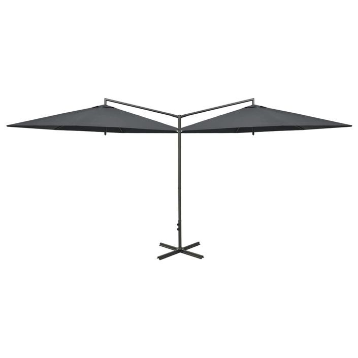 Parasol double avec mât en acier Anthracite 600 cm - Photo n°1