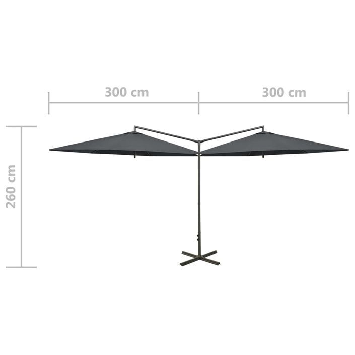 Parasol double avec mât en acier Anthracite 600 cm - Photo n°8