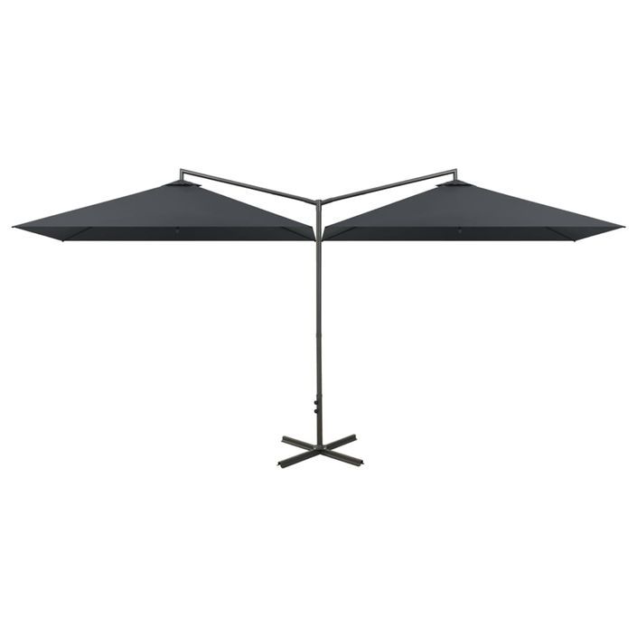 Parasol double avec mât en acier Anthracite 600x300 cm - Photo n°2