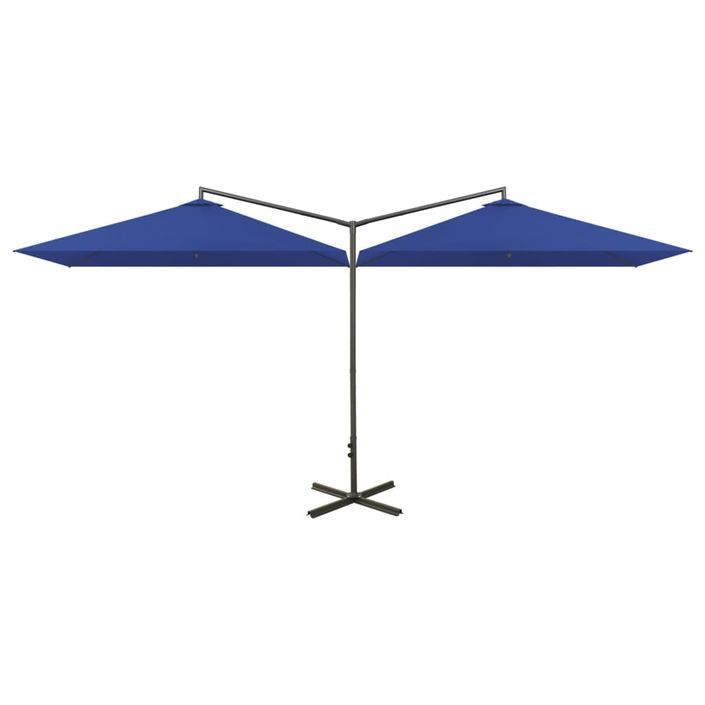 Parasol double avec mât en acier Bleu azuré 600x300 cm - Photo n°1