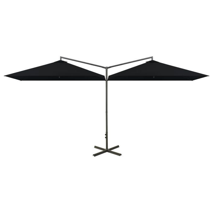 Parasol double avec mât en acier Noir 600x300 cm - Photo n°2