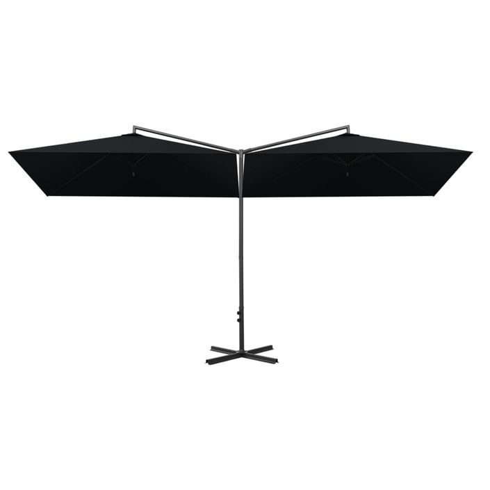 Parasol double avec mât en acier Noir 600x300 cm - Photo n°4