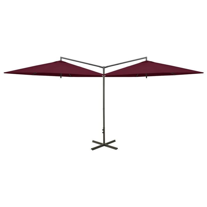 Parasol double avec mât en acier Rouge bordeaux 600 cm - Photo n°1