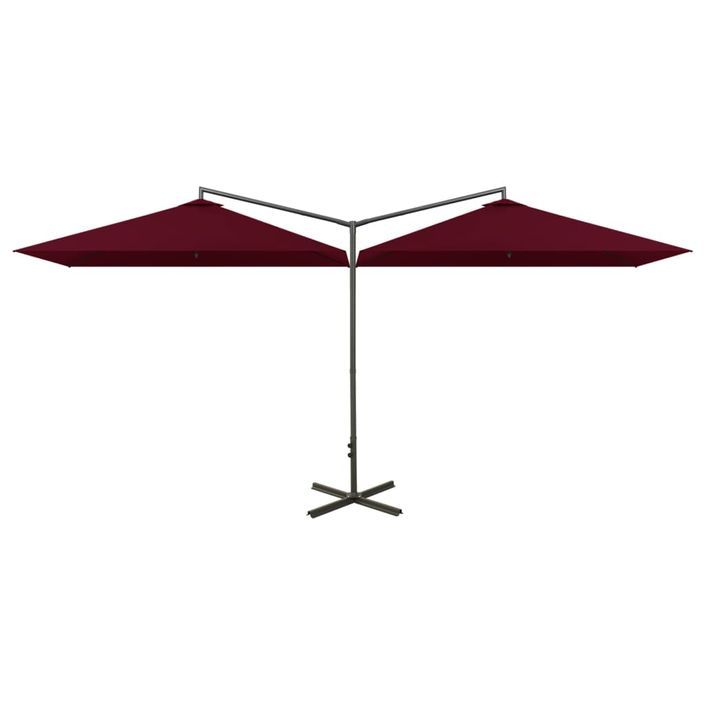 Parasol double avec mât en acier Rouge bordeaux 600x300 cm - Photo n°1