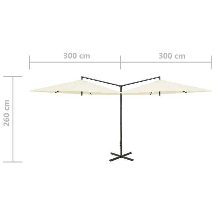 Parasol double avec mât en acier Sable 600 cm - Photo n°8