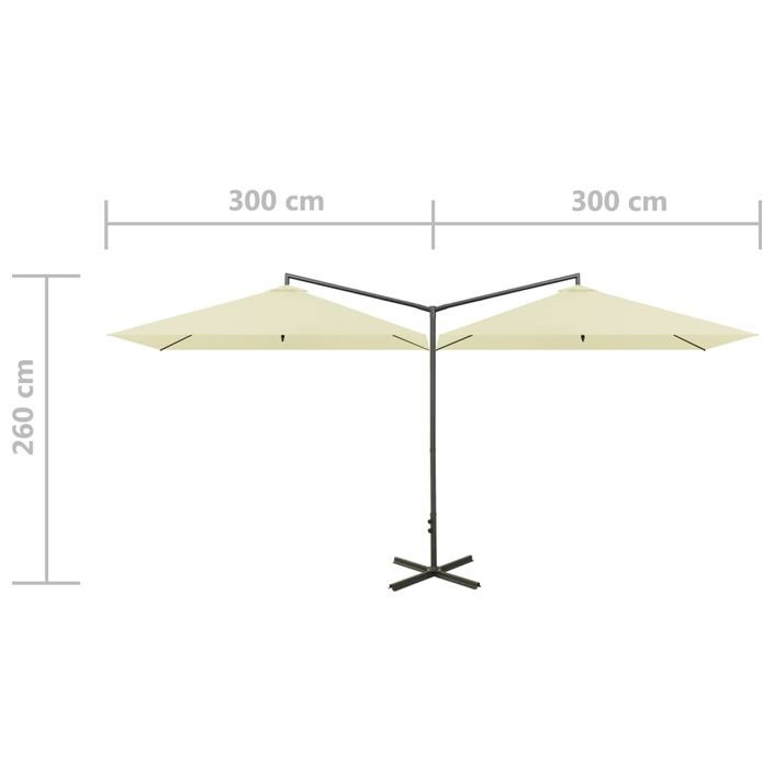 Parasol double avec mât en acier Sable 600x300 cm - Photo n°8