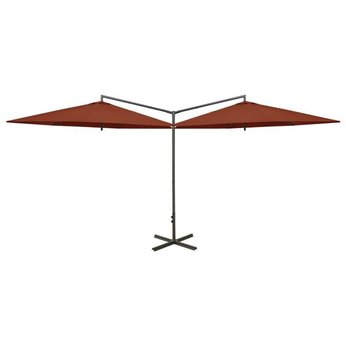 Parasol double avec mât en acier Terre cuite 600 cm - Photo n°1