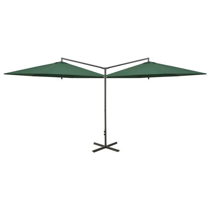 Parasol double avec mât en acier Vert 600 cm - Photo n°1