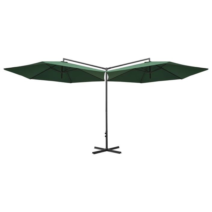 Parasol double avec mât en acier Vert 600 cm - Photo n°4