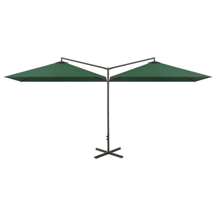 Parasol double avec mât en acier Vert 600x300 cm - Photo n°2