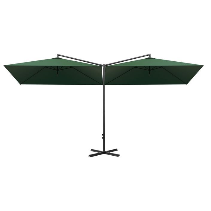 Parasol double avec mât en acier Vert 600x300 cm - Photo n°4