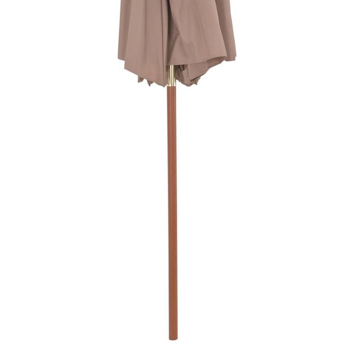 Parasol double avec mât en bois 270 cm Taupe - Photo n°7