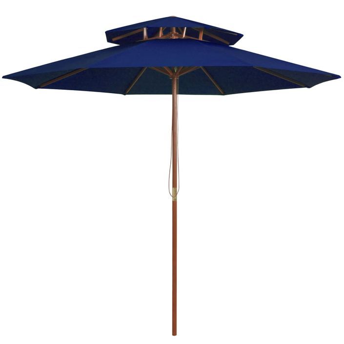 Parasol double avec mât en bois Bleu 270 cm - Photo n°1