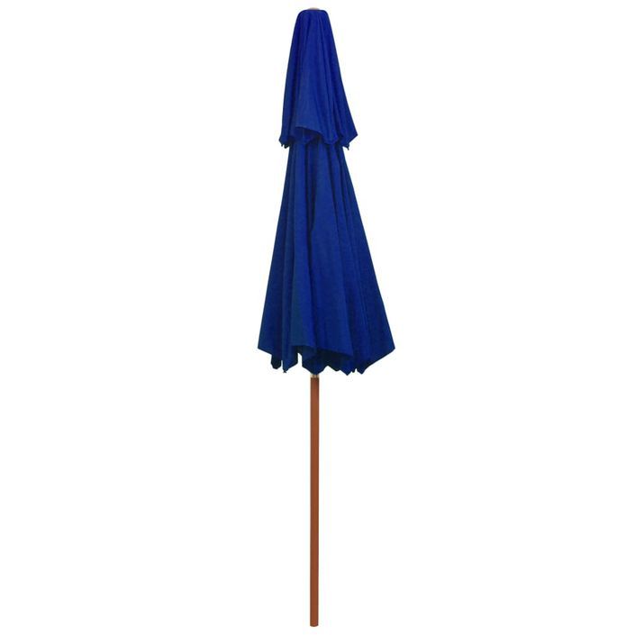 Parasol double avec mât en bois Bleu 270 cm - Photo n°5