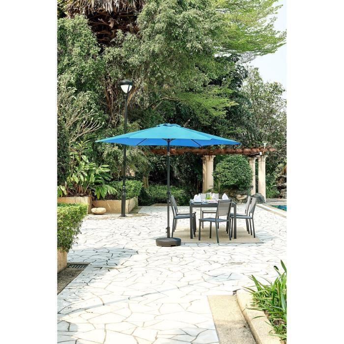 Parasol droit inclinable - Aluminium, 6 baleines en acier et polyester 160 g/m² - 3 m - Bleu profond - Photo n°1