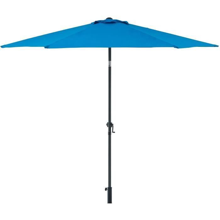 Parasol droit inclinable - Aluminium, 6 baleines en acier et polyester 160 g/m² - 3 m - Bleu profond - Photo n°2