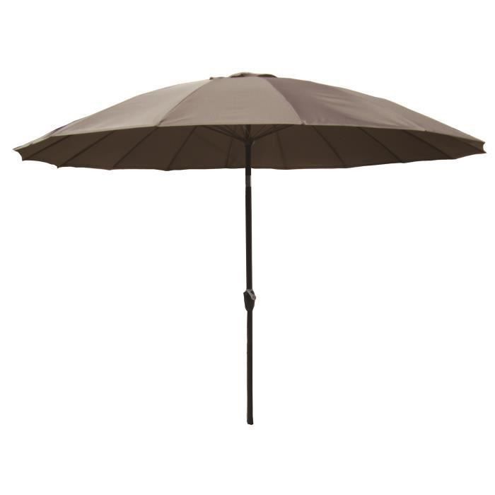 Parasol droit type Shanghai diametre 3m inclinable - Mat aluminium et toile polyester 180g - Taupe - AURINKO - Photo n°1