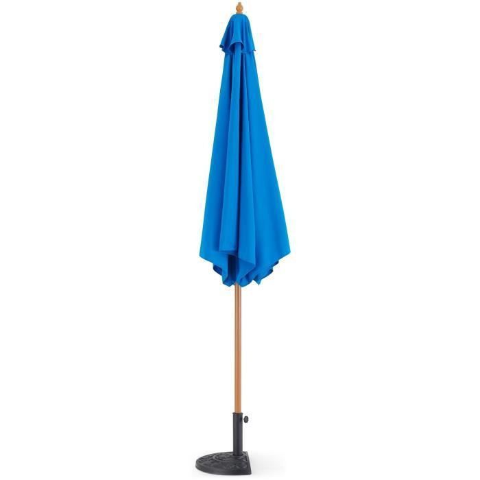Parasol en bois rond et polyester 160g/m² - Arc 3 m - Bleu profond - Photo n°4