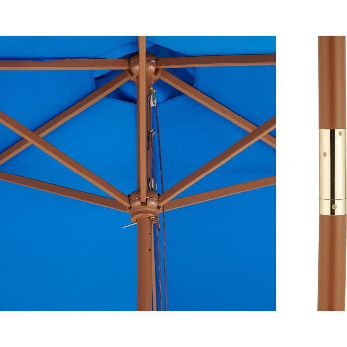 Parasol en bois rond et polyester 160g/m² - Arc 3 m - Bleu profond - Photo n°5