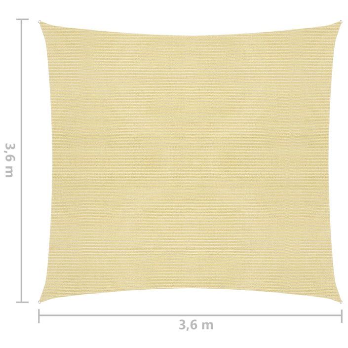 Parasol en PEHD carré 3,6 x 3,6 m Beige - Photo n°6