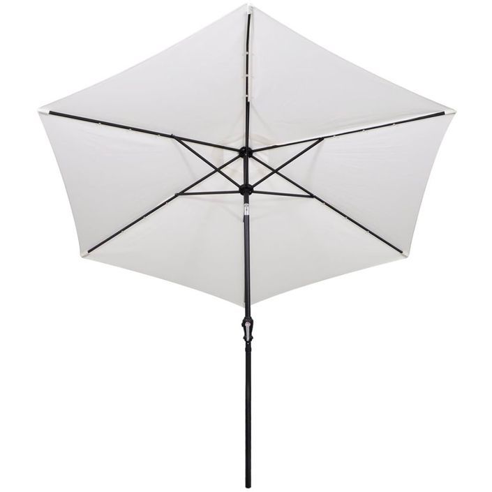 Parasol en porte-à-faux avec LED 3 m Blanc sable - Photo n°5