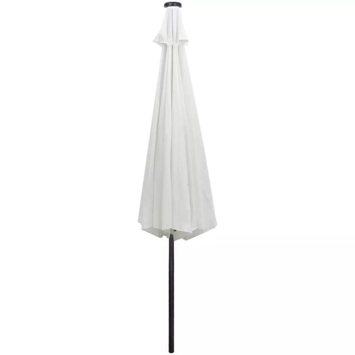 Parasol en porte-à-faux avec LED 3 m Blanc sable - Photo n°7