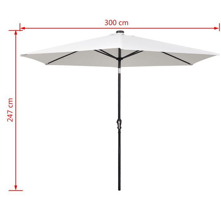 Parasol en porte-à-faux avec LED 3 m Blanc sable - Photo n°10