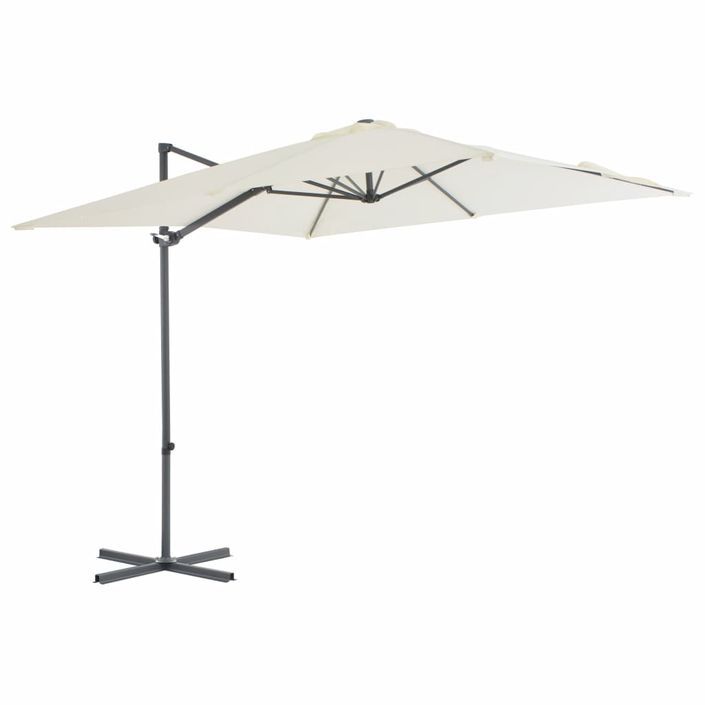 Parasol en porte-à-faux avec mât en acier 250 x 250 cm Sable - Photo n°1