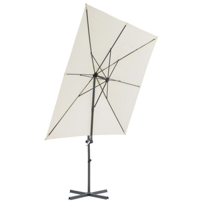 Parasol en porte-à-faux avec mât en acier 250 x 250 cm Sable - Photo n°4