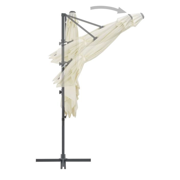 Parasol en porte-à-faux avec mât en acier 250 x 250 cm Sable - Photo n°5