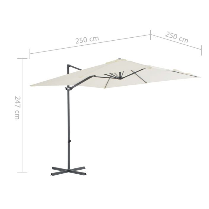 Parasol en porte-à-faux avec mât en acier 250 x 250 cm Sable - Photo n°9