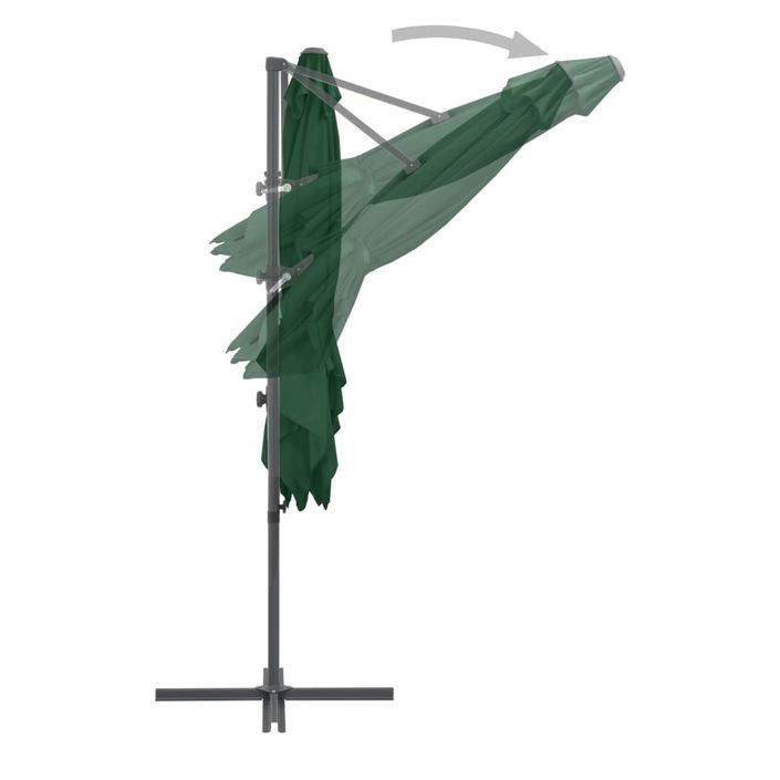 Parasol en porte-à-faux avec mât en acier 250 x 250 cm Vert - Photo n°6