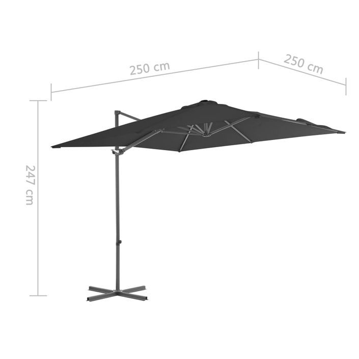 Parasol en porte-à-faux avec mât en Acier 250x250 cm Anthracite - Photo n°9