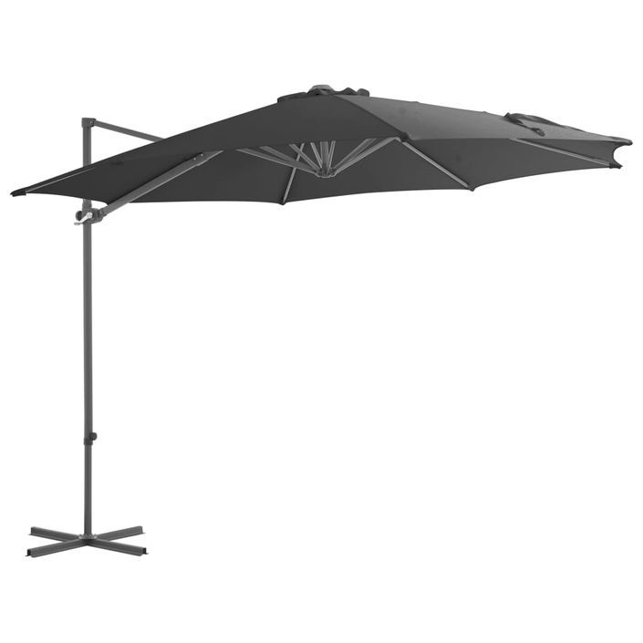 Parasol en porte-à-faux avec mât en acier Anthracite 300 cm - Photo n°1