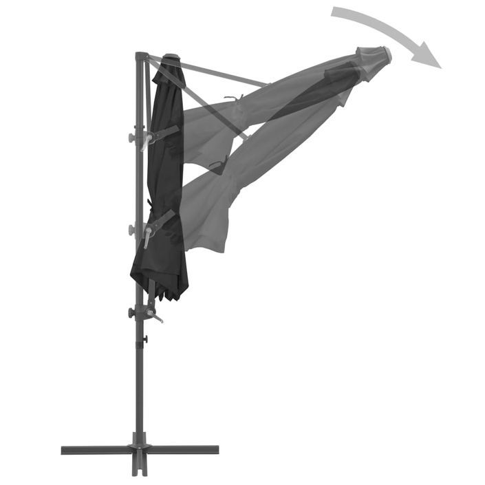 Parasol en porte-à-faux avec mât en acier Anthracite 300 cm - Photo n°6
