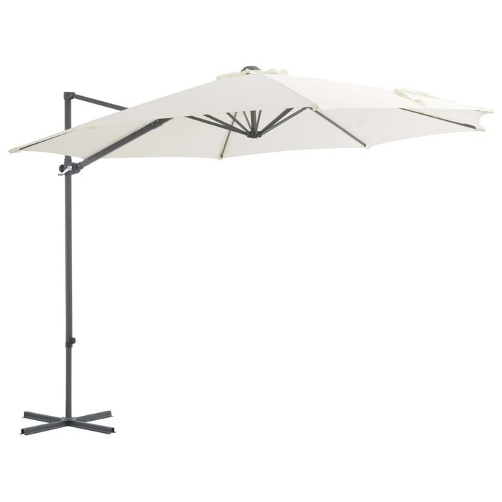 Parasol en porte-à-faux avec mât en acier Sable 300 cm - Photo n°1