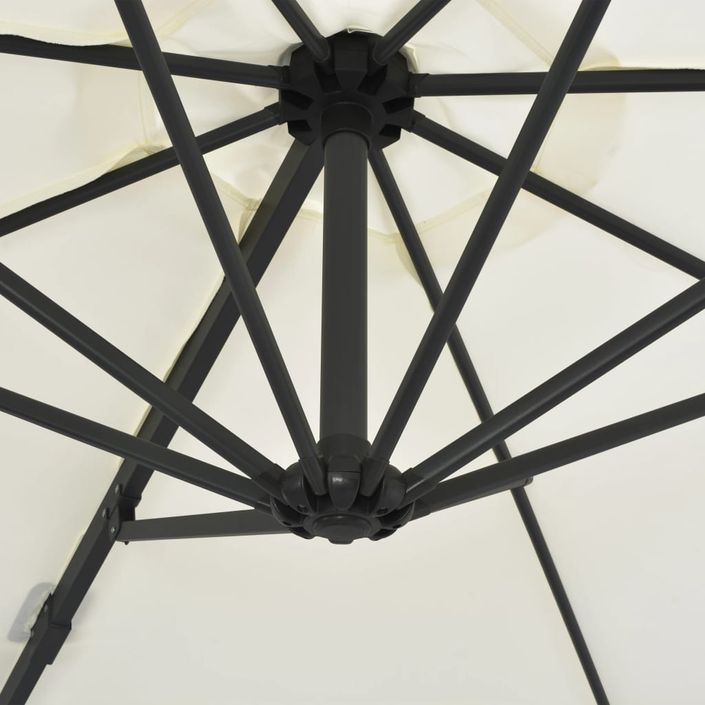 Parasol en porte-à-faux avec mât en acier Sable 300 cm - Photo n°2