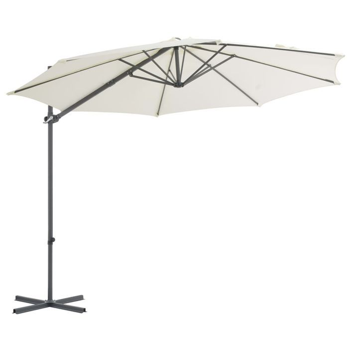 Parasol en porte-à-faux avec mât en acier Sable 300 cm - Photo n°3