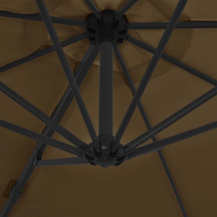 Parasol en porte-à-faux avec mât en acier Taupe 300 cm - Photo n°2