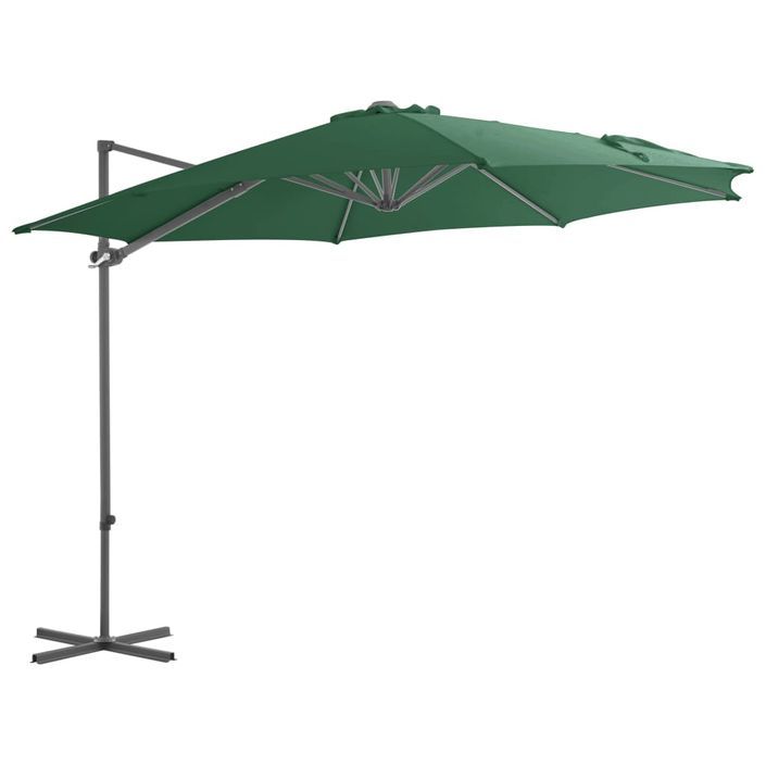 Parasol en porte-à-faux avec mât en acier Vert 300 cm - Photo n°1