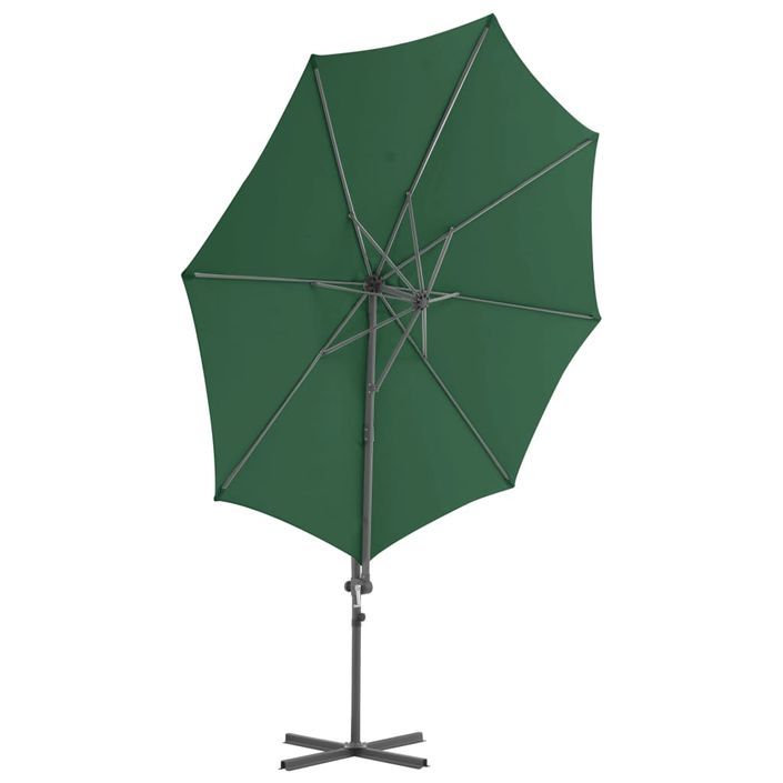 Parasol en porte-à-faux avec mât en acier Vert 300 cm - Photo n°4