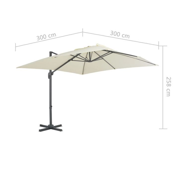 Parasol en porte-à-faux avec mât en aluminium 300x300 cm Sable - Photo n°9