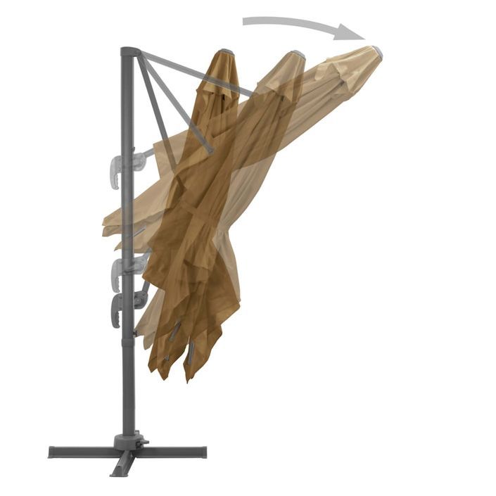 Parasol en porte-à-faux avec mât en aluminium 300x300 cm Taupe - Photo n°5