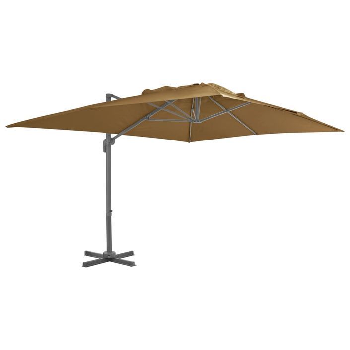 Parasol en porte-à-faux avec mât en aluminium 400x300 cm Taupe - Photo n°1