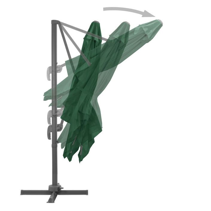 Parasol en porte-à-faux avec mât en aluminium 400x300 cm Vert - Photo n°6